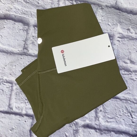 LULULEMON Align 6” Bike Shorts BRONZE GREEN Sage 4 HIGH RISE Nulu size 4 nwt - Picture 1 of 6
